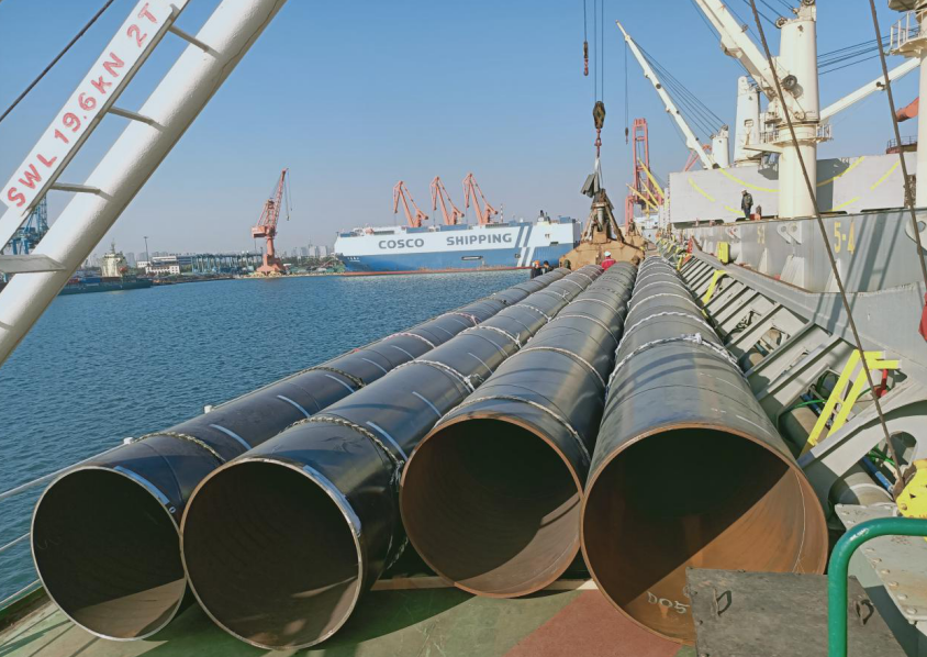 25 Meters Pile Pipe Arrival at Port and Loading Successfully