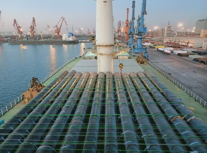 25 Meters Pile Pipe Arrival at Port and Loading Successfully